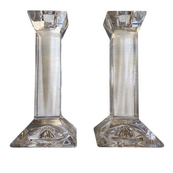 Royal Doulton Ciclo Crystal Candlestick Holders Pair 6\